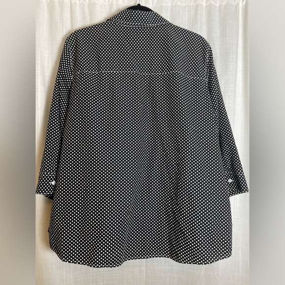 Foxcroft 100% Cotton Black and White Polka Dot Button Down Size XL Womens - Picture 7 of 7